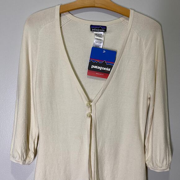 Patagonia Cream 3/4 Sleeve Madeira Cardigan New w/ Defect Women’s Size M - Picture 2 of 7